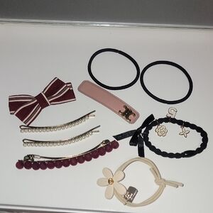 Set of 9 Elegant Hair Accessories Hair Ties, Hair Clips Bought From Korea